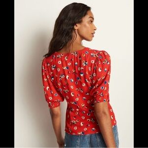 Anthropologie Red Floral Blouse